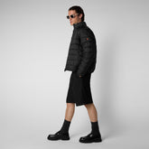 Men's Stalis Puffer Jacket with Faux Fur Lining in Black - Men's Jackets | Save The Duck