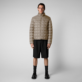 Men's Stalis Puffer Jacket with Faux Fur Lining in Elephant Grey - Men's Jackets | Save The Duck