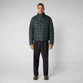 Men's Stalis Puffer Jacket with Faux Fur Lining in Green Black - Mens Icons Collection | Save The Duck