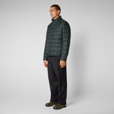 Men's Stalis Puffer Jacket with Faux Fur Lining in Green Black - Mens Icons Collection | Save The Duck