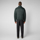 Men's Stalis Puffer Jacket with Faux Fur Lining in Green Black - Vest Man | Save The Duck
