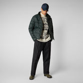 Men's Stalis Puffer Jacket with Faux Fur Lining in Green Black - Men's Jackets | Save The Duck