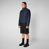 Men's Stalis Puffer Jacket with Faux Fur Lining in Blue Black | Save The Duck
