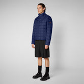 Men's Stalis Puffer Jacket with Faux Fur Lining in Eclipse Blue - Men's Jackets | Save The Duck