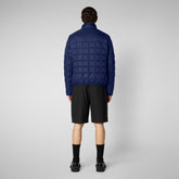 Men's Stalis Puffer Jacket with Faux Fur Lining in Eclipse Blue - Men's Jackets | Save The Duck