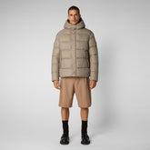 Men's Hemer Hooded Puffer Jacket in Elephant Grey - SaveTheDuck Sale | Save The Duck