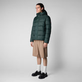 Men's Hemer Hooded Puffer Jacket in Green Black | Save The Duck