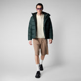Men's Hemer Hooded Puffer Jacket in Green Black - Men's Collection | Save The Duck
