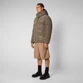 Men's Albus Jacket with Detachable Hood in Mud Grey - SaveTheDuck Sale | Save The Duck