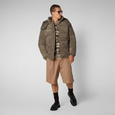 Men's Albus Jacket with Detachable Hood in Mud Grey - Men's Eco Warrior Guide | Save The Duck