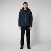 Men's Albus Jacket with Detachable Hood in Blue Black - SaveTheDuck Sale | Save The Duck