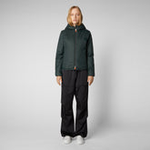Women's Ruth Hooded Jacket in Green Black - Women's Recycled Collection | Save The Duck