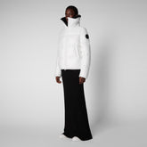 Women's Moma Puffer Jacket with Faux Fur Lining in Off White - Icons Collection | Save The Duck