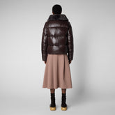 Women's Moma Puffer Jacket with Faux Fur Lining in Brown Black - Fall Winter 2023 Collection | Save The Duck