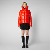 Women's Moma Puffer Jacket with Faux Fur Lining in Poppy Red | Save The Duck