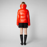 Women's Moma Puffer Jacket with Faux Fur Lining in Poppy Red | Save The Duck