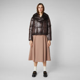 Women's Ishya Puffer Jacket in Brown Black - Icons Collection | Save The Duck