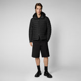 Man's Juncus Hooded Puffer Jacket in Black | Save The Duck