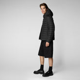 Man's Juncus Hooded Puffer Jacket in Black | Save The Duck