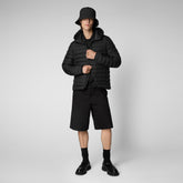 Man's Juncus Hooded Puffer Jacket in Black | Save The Duck