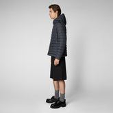 Man's Juncus Hooded Puffer Jacket in Grey Black | Save The Duck