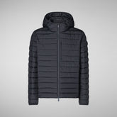 Man's Juncus Hooded Puffer Jacket in Grey Black | Save The Duck