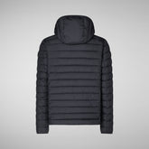 Man's Juncus Hooded Puffer Jacket in Grey Black | Save The Duck