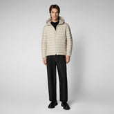 Man's Juncus Hooded Puffer Jacket in Rainy Beige | Save The Duck