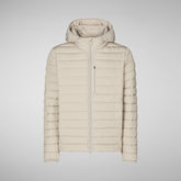 Man's Juncus Hooded Puffer Jacket in Rainy Beige | Save The Duck