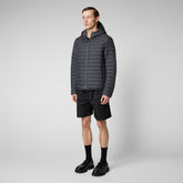 Men's Cael Hooded Puffer Jacket in Storm Grey - Men's Animal Free Puffer Jackets | Save The Duck