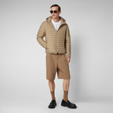 Men's Cael Hooded Puffer Jacket in Dune Beige | Save The Duck