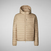 Men's Cael Hooded Puffer Jacket in Dune Beige | Save The Duck