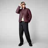 Men's Erion Puffer Jacket in Burgundy Black - Lightweight Puffers for Men | Save The Duck
