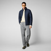 Men's Erion Puffer Jacket in Blue Black - Fall Winter 2023 Men's Collection | Save The Duck