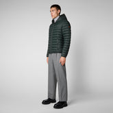 Men's Morus Hooded Jacket in Green Black - Mini Me Collection | Save The Duck