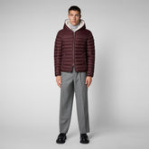 Men's Morus Hooded Jacket in Burgundy Black - Men's Collection | Save The Duck