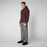Men's Morus Hooded Jacket in Burgundy Black - Men's Collection | Save The Duck