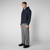 Men's Morus Hooded Jacket in Blue Black - Men's Collection | Save The Duck
