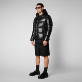 Men's Edgard Hooded Puffer Jacket in Black - Fall Winter 2023 Collection | Save The Duck
