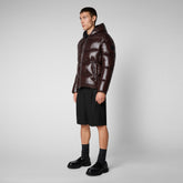 Men's Edgard Hooded Puffer Jacket in Brown Black - Athleisure Man | Save The Duck