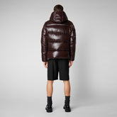 Men's Edgard Hooded Puffer Jacket in Brown Black - Men's Raincoats | Save The Duck