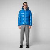 Men's Edgard Hooded Puffer Jacket in Blue Berry - Men's LUCK Collection | Save The Duck