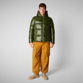 Men's Hooded Animal free Puffer Jacket Edgard in Pine Green - Icon's Men's Collection Outfit | Save The Duck