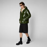 Man's Edgard Hooded Puffer Jacket in Pine Green | Save The Duck