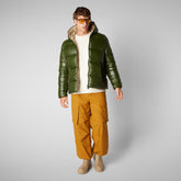 Men's Hooded Animal free Puffer Jacket Edgard in Pine Green - Icon's Men's Collection Outfit | Save The Duck