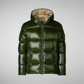 Man's Edgard Hooded Puffer Jacket in Pine Green | Save The Duck