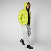 Man's Edgard Hooded Puffer Jacket in Lichen Green | Save The Duck