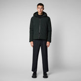 Men's Obione Hooded Puffer Jacket in Green Black - Rainy Collection | Save The Duck