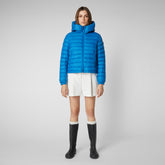 Women's Musa Hooded Puffer Jacket in Blue Berry | Save The Duck