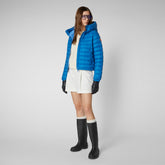 Women's Musa Hooded Puffer Jacket in Blue Berry - Women's Glamour Addict Guide | Save The Duck